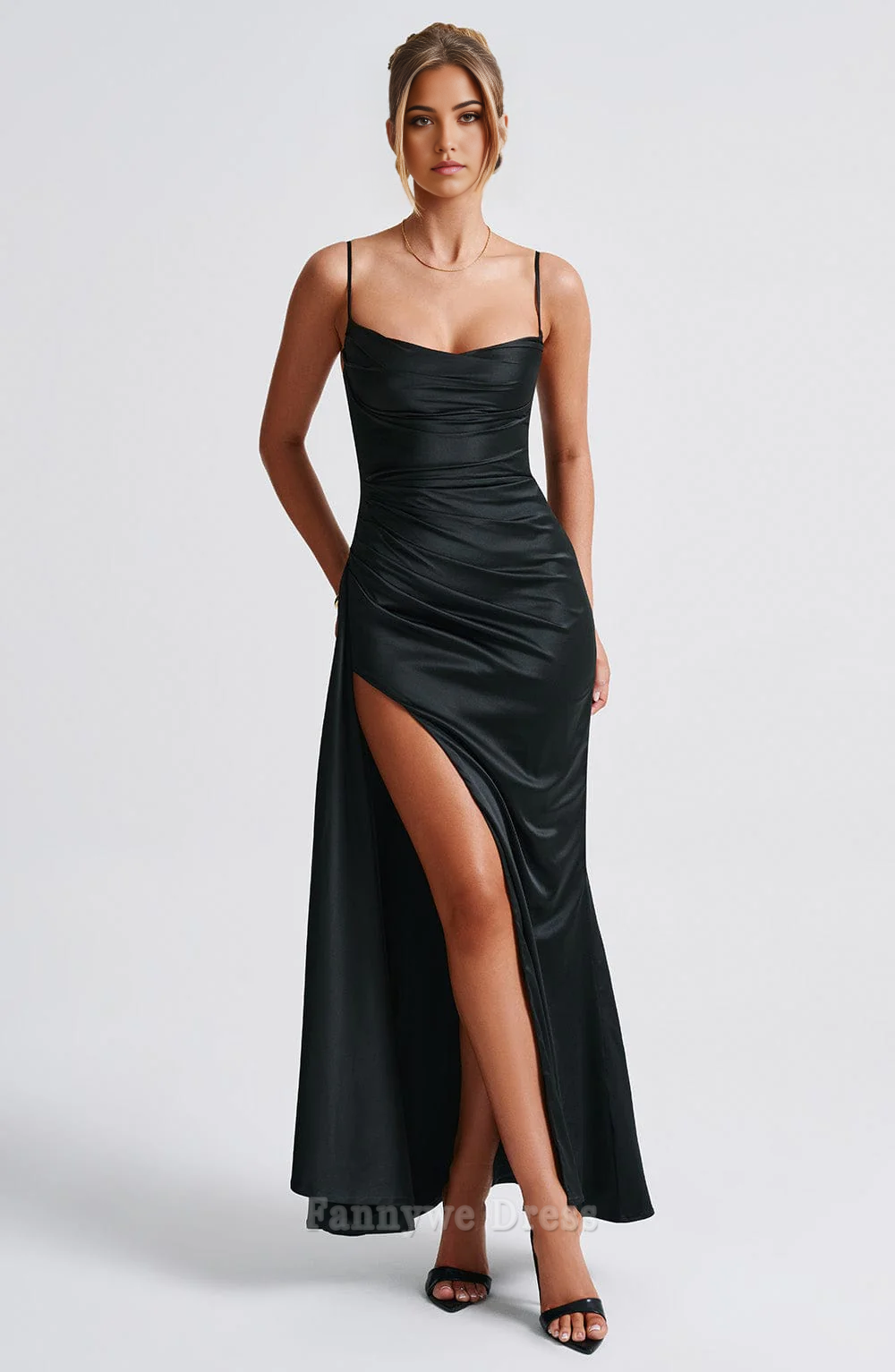 Mermaid Spaghetti Straps formal dresses Bridesmaid Dresses evening gown Prom Dress With Split